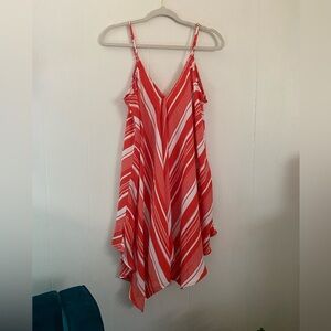 Orange and White Flowy Mini Dress